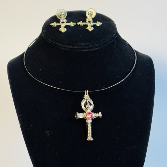 Y2K Fashion Earrings and Choker Mall Goth Romantic Soft Goth - Picture 1 of 11